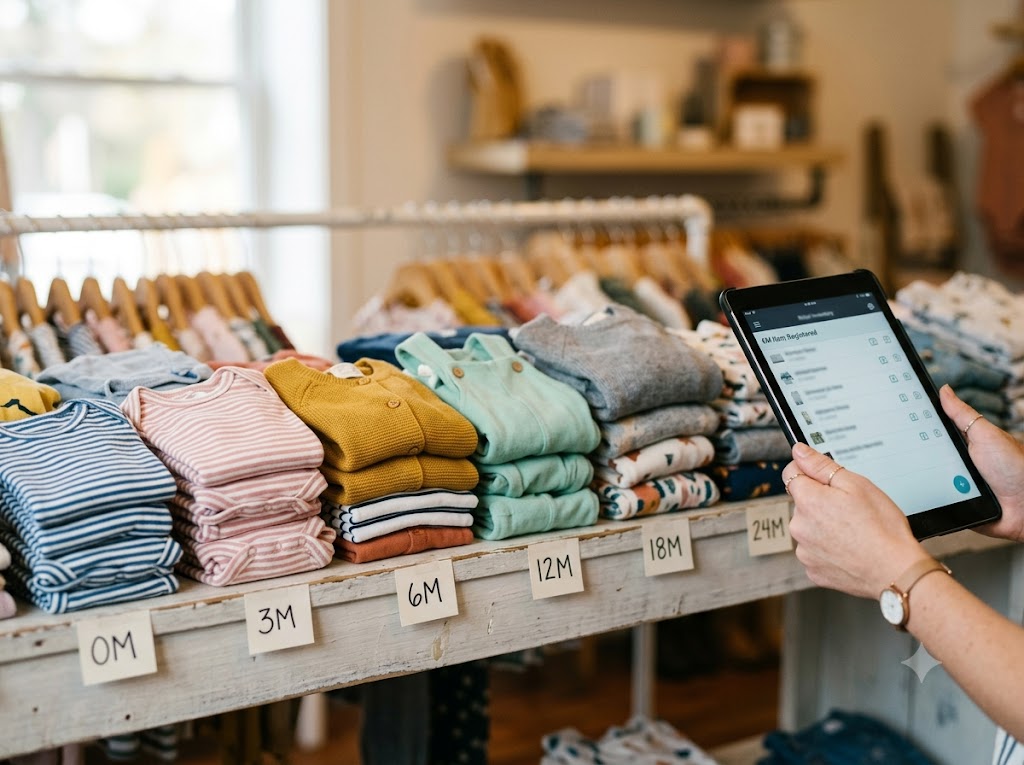 Controle de grade por tamanho e idade para loja de roupas infantis